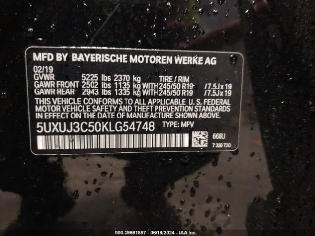 5UXUJ3C50KLG54748 BMW X4 Xdrive30i