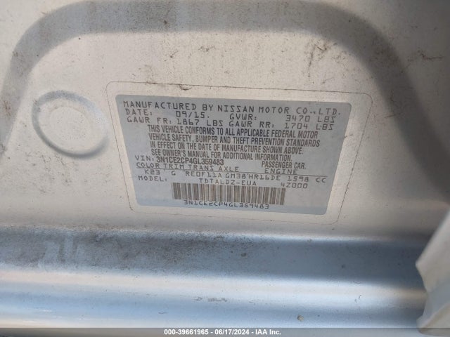 Nissan Versa Note S (sr)/s Plus/sl/sr/sv 2016 3N1CE2CP4GL359483 Image 9