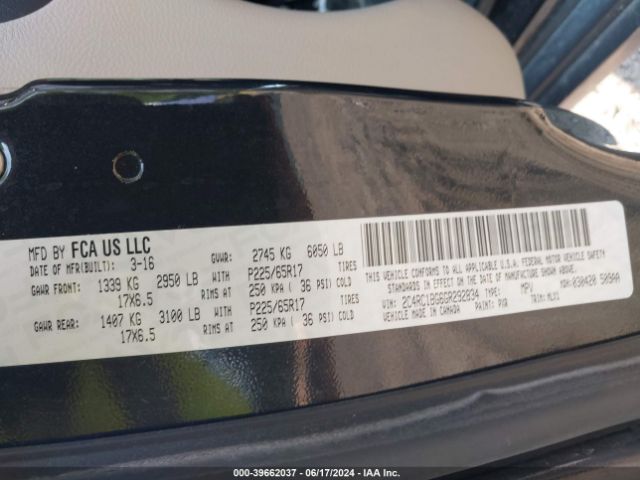 2C4RC1BG6GR292834 Chrysler Town & Country Touring