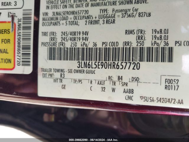 3LN6L5E90HR657720 Lincoln Mkz Reserve