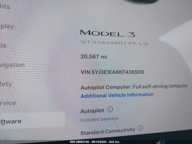 Tesla Model 3 Long Range/mid Range/standard Range/standard Range Plus 2019 5YJ3E1EA8KF436508 Image 7