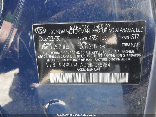 Hyundai SONATA SE 2021 5NPEG4JA0MH078254 Image 9