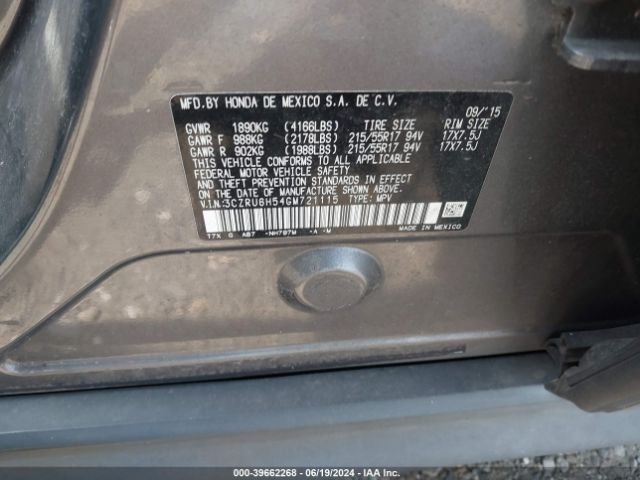 3CZRU6H54GM721115 Honda HR-V EX