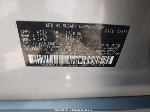 4S3BWAC61N3004934 Subaru Legacy Premium