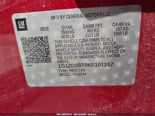 Chevrolet MALIBU LT 2019 1G1ZD5ST0KF101287 Image 19