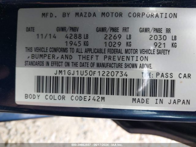 JM1GJ1U50F1220734 Mazda Mazda6 I Sport