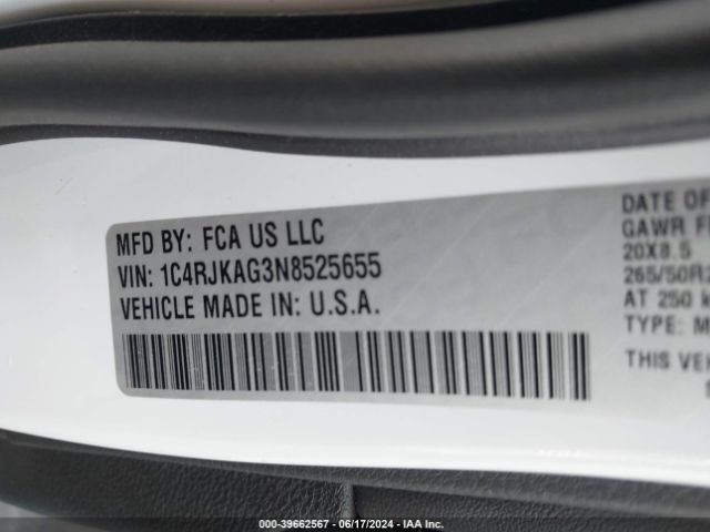 1C4RJKAG3N8525655 Jeep Grand Cherokee L Altitude 4x4