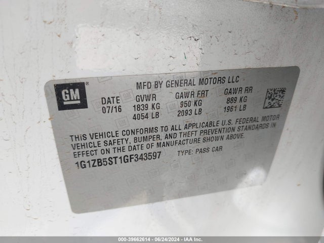1G1ZB5ST1GF343597 Chevrolet MALIBU LS
