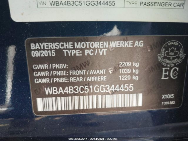 WBA4B3C51GG344455 BMW 435i Gran Coupe Xdrive