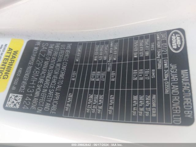 SALZJ2FX8MH131424 Land Rover Range Rover Evoque S