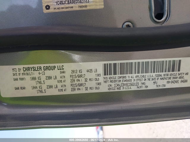 1C4NJCBA9ED563123 Jeep Compass Sport