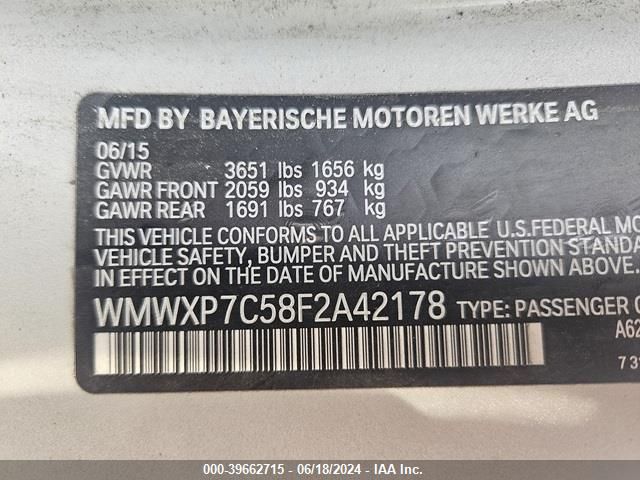 WMWXP7C58F2A42178 Mini Hardtop Cooper S