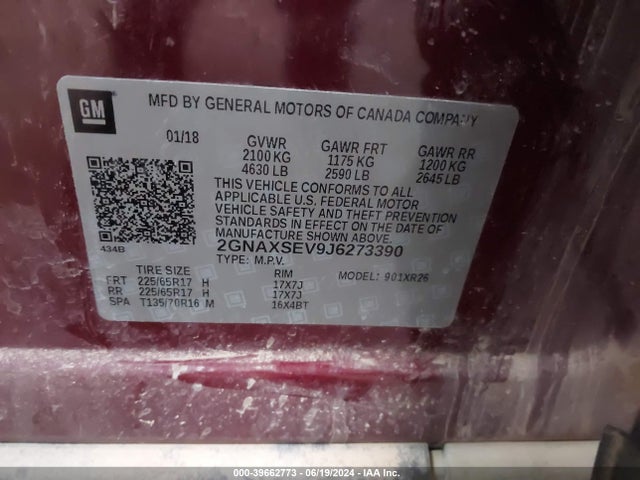 Chevrolet EQUINOX LT 2018 2GNAXSEV9J6273390 Image 9