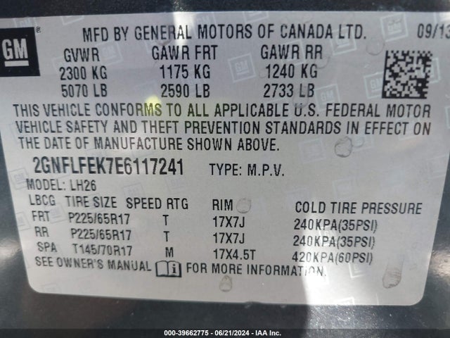 Chevrolet EQUINOX 1LT 2014 2GNFLFEK7E6117241 Image 9