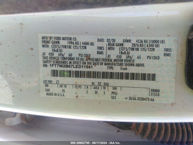 Ford F-250 Xlt 2020 1FT7W2B67LED11541 Image 9