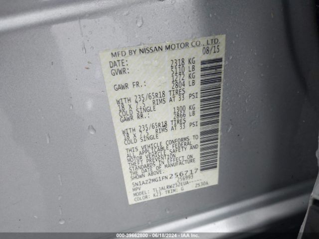 5N1AZ2MG1FN256717 Nissan MURANO SL