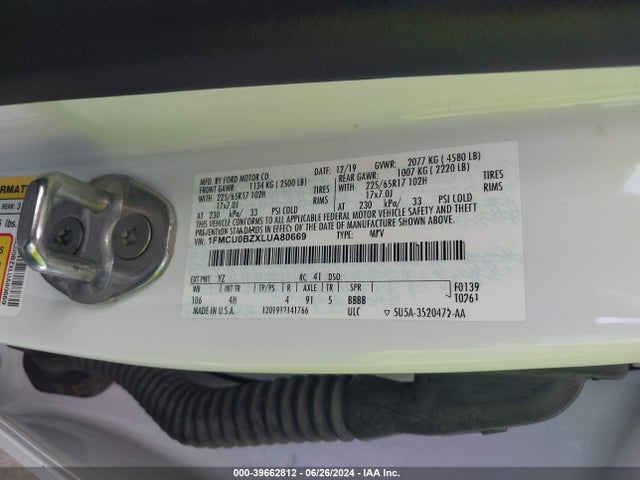 1FMCU0BZXLUA80669 Ford Escape Se Sport Hybrid
