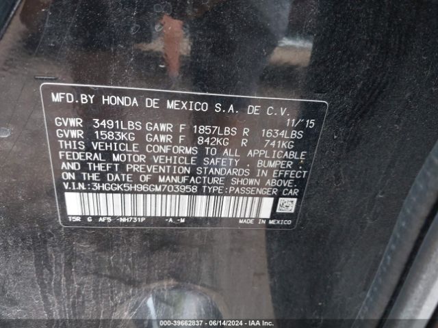 3HGGK5H96GM703958 Honda Fit Ex-l