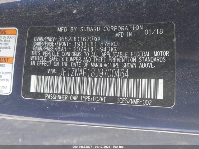 Aukcja sprzedaży 2018 Toyota 86 Gt, vin: JF1ZNAE18J9700464, numer aukcji: 39662877