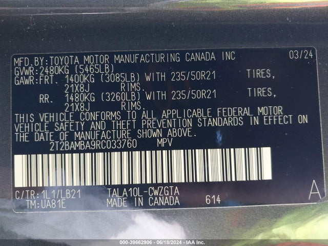 2T2BAMBA9RC033760 Lexus Rx 350 Premium Plus