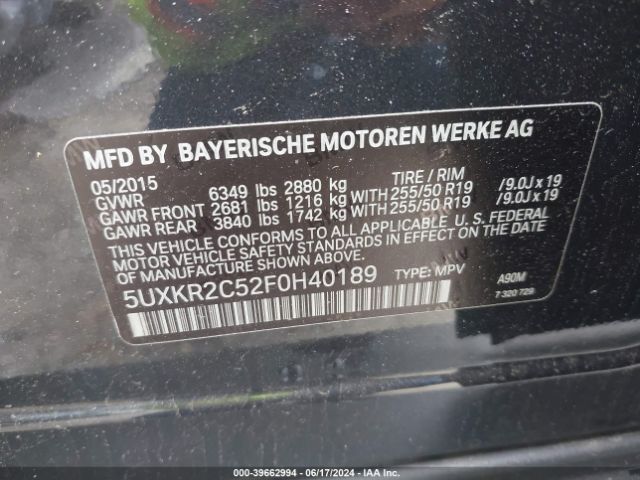 5UXKR2C52F0H40189 BMW X5 Sdrive35i