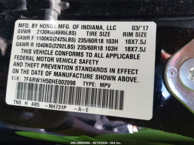 7FARW1H50HE002098 Honda CR-V EX