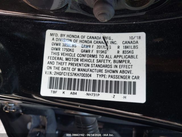 2HGFC1E57KH700304 Honda CIVIC SI