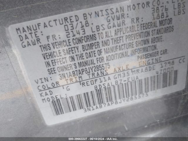 3N1AB7AP8JY285575 Nissan 2018