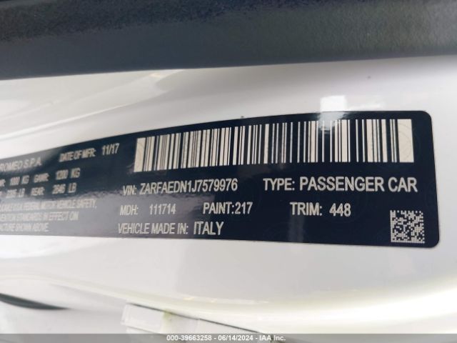 ZARFAEDN1J7579976 Alfa Romeo Giulia Awd