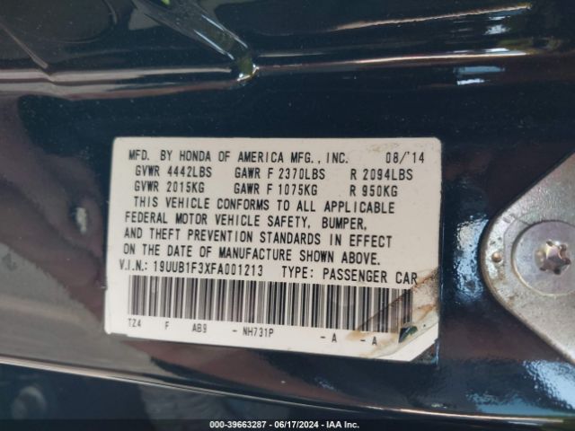 19UUB1F3XFA001213 Acura TLX