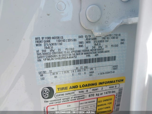 Ford Expedition Xlt Max 2024 1FMJK1H82REA46472 Image 9