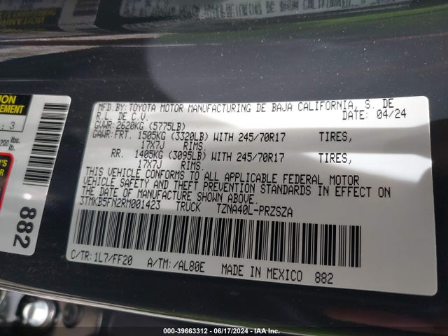 Toyota Tacoma Sr5 2024 3TMKB5FN2RM001423 Image 9