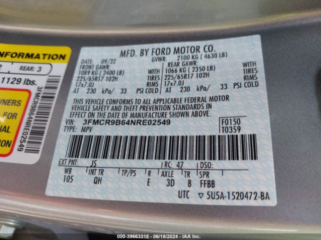 3FMCR9B64NRE02549 Ford Bronco Sport Big Bend