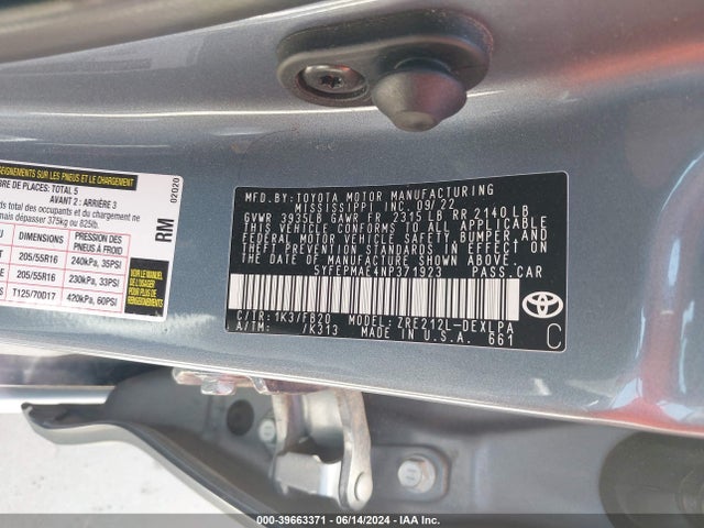 Toyota COROLLA LE 2022 5YFEPMAE4NP371923 Image 9