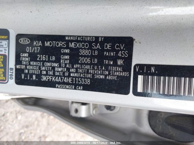 3KPFK4A74HE115338 KIA FORTE LX