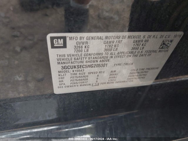 Chevrolet Silverado 1500 2lz 2017 3GCUKSEC5HG205301 Image 9