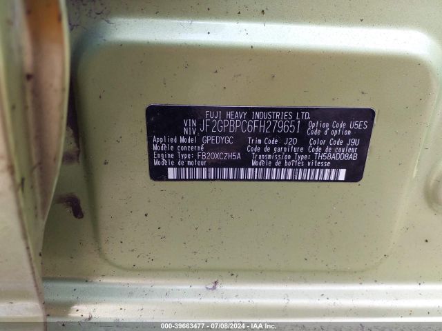 JF2GPBPC6FH279651 Subaru Xv Crosstrek Hybrid Touring