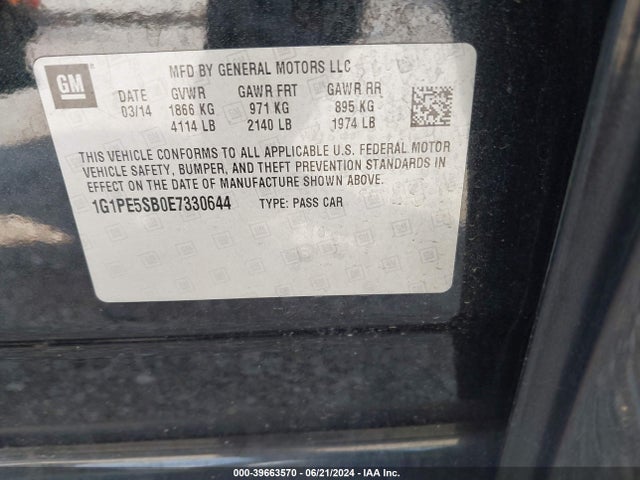 Chevrolet Cruze 2lt Auto 2014 1G1PE5SB0E7330644 Image 9