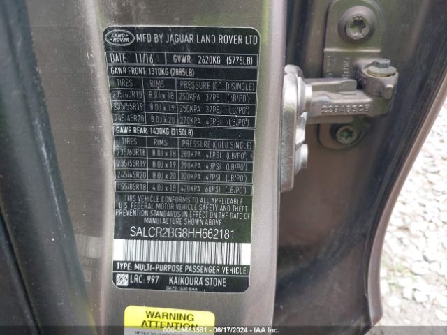 SALCR2BG8HH662181 Land Rover Discovery Sport Hse