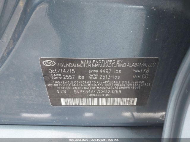 5NPE34AF7GH323269 Hyundai Sonata Sport