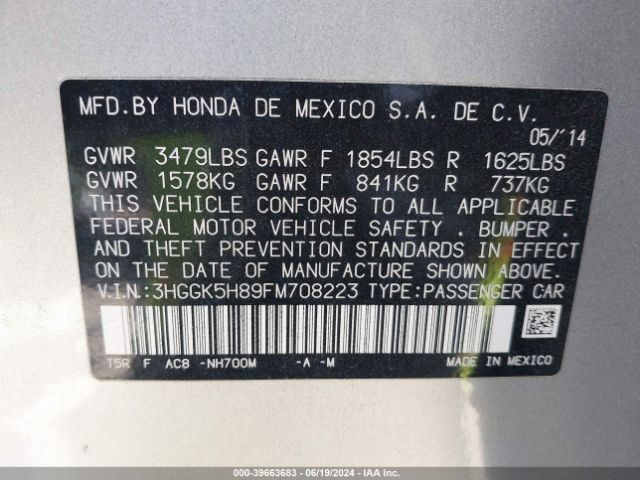 3HGGK5H89FM708223 Honda Fit Ex/ex-l