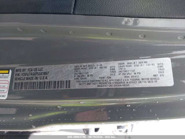 1C6HJTAG6PL541857 Jeep Gladiator Sport S 4x4
