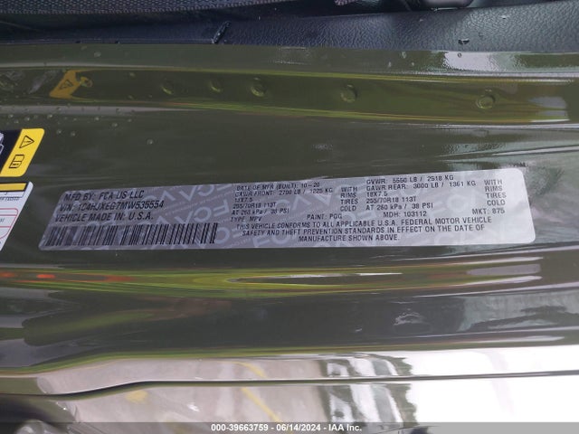 1C4HJXEG7MW535554 Jeep Wrangler Unlimited Sahara 4x4