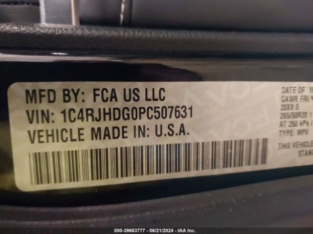 1C4RJHDG0PC507631 Jeep Grand Cherokee Overland 4x4