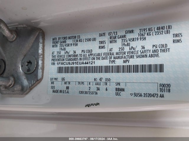 Ford Escape Titanium 2014 1FMCU9J91EUA44121 Image 9
