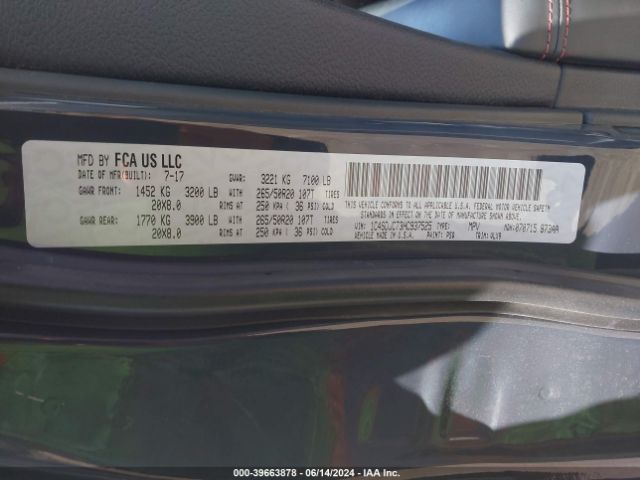 1C4SDJCT3HC937525 Dodge Durango R/t Awd