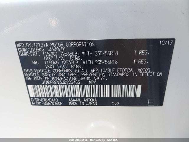 Toyota Rav4 Limited 2018 JTMDFREV3JD225483 Image 9