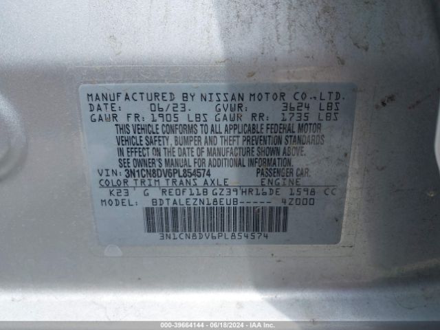 3N1CN8DV6PL854574 Nissan Versa 1.6 S Xtronic Cvt