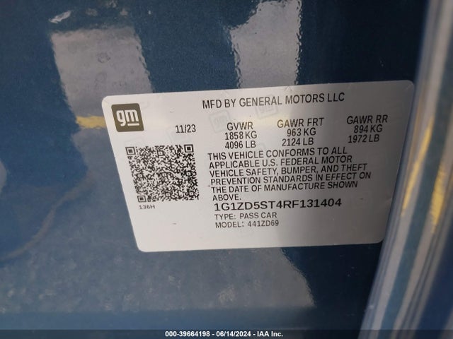 Chevrolet MALIBU LT 2024 1G1ZD5ST4RF131404 Image 9