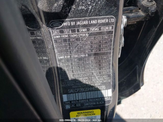 SALCP2BG5HH653220 Land Rover Discovery Sport Se